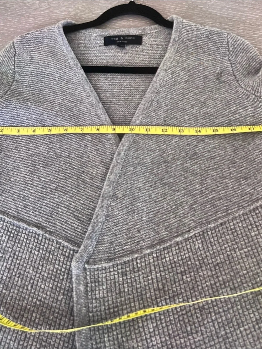 rag & bone Grey Open-Front Knit Cardigan